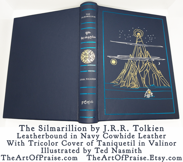 Illustrated Silmarillion Leatherbound in Navy Cowhide