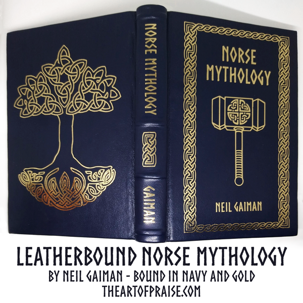 Leatherbound Norse Mythology in Navy and Gold