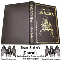 Bram Stoker's Dracula with Illustrations by Jae Lee - Leatherbound in Brown and Gold with Bat Endpapers