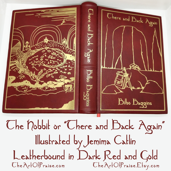 Illustrated Hobbit Leatherbound in Dark Red and Gold