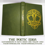 The Poetic Edda Leatherbound in Olive Green and Yellow Gold